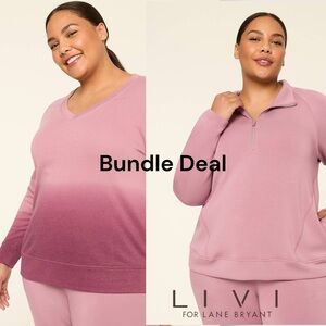 Lane Bryant Bundle Deal French Terry V-Neck LIVI Journey Half-Zip Sweatshirt 10